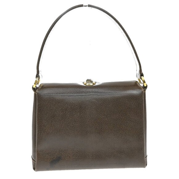 GUCCI One Handle Hand Bag Leather Brown Gold-plated Italy 68KA913 - Picture 1 of 16